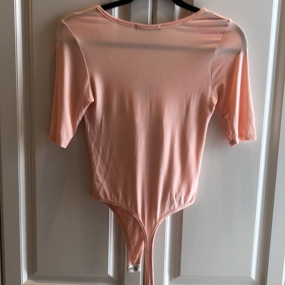 🌸 Intrigue Couture Ultra soft Stretch short sleeve high hip Baby Pink Bodysuit - Picture 5 of 5